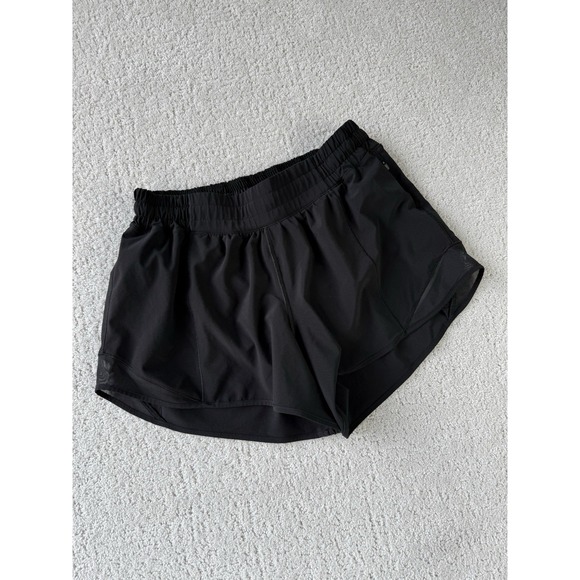 Lululemon Hotty Hot Short Long 4" Black Size 8 W7AVGT Athletic Athleisure - Picture 1 of 11